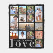 LOVE モダン 14フォトコラージュカスタムカラー フリースブランケット (正面)