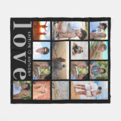 LOVE モダン 14フォトコラージュカスタムカラー フリースブランケット (正面(横))