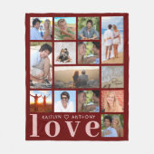 LOVE モダン 14フォトコラージュカスタムカラー フリースブランケット (正面)
