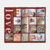 LOVE モダン 14フォトコラージュカスタムカラー フリースブランケット (正面(横))