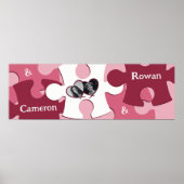 LOVE モダン Jigsawピース名前をカスタムする画像 ポスター (正面)