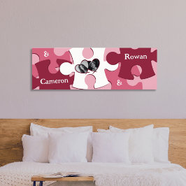 LOVE モダン Jigsawピース名前をカスタムする画像 ポスター