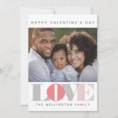 LOVE モダン Pink Gray Valentine's Day写真 シーズンカード (正面)