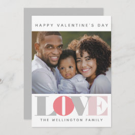 LOVE モダン Pink Gray Valentine's Day写真 シーズンカード