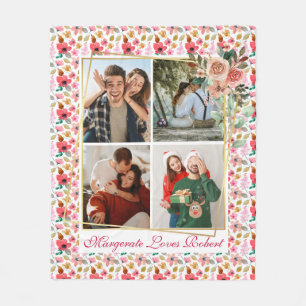 LOVE モダン YOU 4 Photos Valentine's day gift cute フリースブランケット