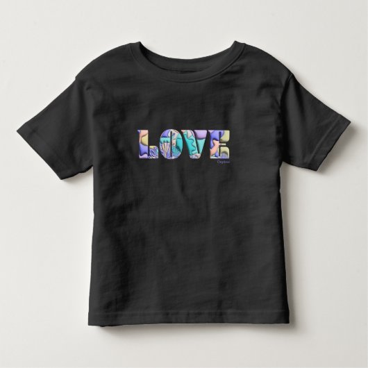 LOVE ユニーク 3Dグラフィックモダン、クールブラックTシャツ トドラーTシャツ (正面)