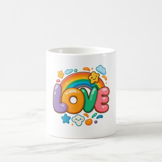 🌈💖 “LOVE” レインボーマグ ☕✨ コーヒーマグカップ (中央)