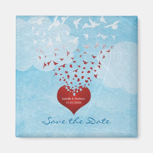 Love 与え Me Wings to Fly Wedding Save the Date マグネット (正面)