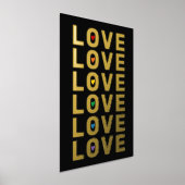 "LOVE"単語、レインボーカラーのハートブラック金ゴールド 箔ポスター (レイダウン)