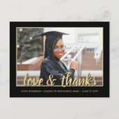 Love & 感謝してい 2 Photo Blackと金ゴールド卒業 ポストカード (正面)