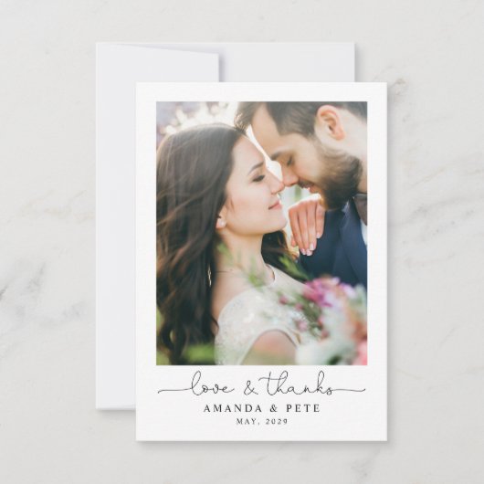 Love & 感謝してい 2 Photo Script結婚's Thank You サンキューカード (正面)