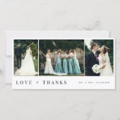 Love & 感謝してい 3ミニマルPhoto Collage結婚's サンキューカード (正面)