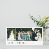 Love & 感謝してい 3ミニマルPhoto Collage結婚's サンキューカード (スタンド正面)