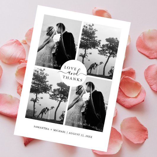 Love & 感謝してい 4エレガント Photo Collage結婚s サンキューカード