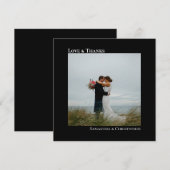Love 感謝してい Blackのミニマル写真結婚ありがとう ノートカード (正面/裏面)