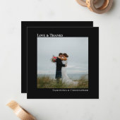 Love 感謝してい Blackのミニマル写真結婚ありがとう ノートカード (正面/裏面インサイチュ)