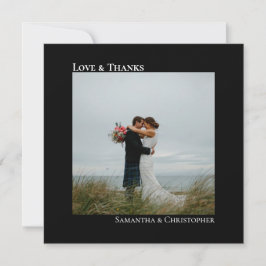 Love 感謝してい Blackのミニマル写真結婚ありがとう ノートカード