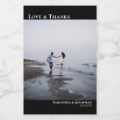 Love & 感謝してい Blackミニマリストの結婚フォトミニ ワインラベル (シングルラベル)