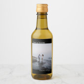 Love & 感謝してい Blackミニマリストの結婚フォトミニ ワインラベル (正面)