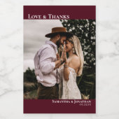 Love & 感謝してい Burgundyシンプル結婚 Photo Mini ワインラベル (シングルラベル)