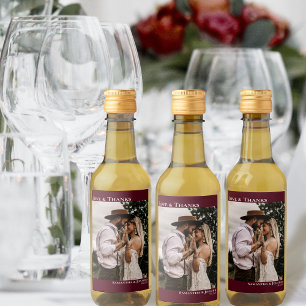 Love & 感謝してい Burgundyシンプル結婚 Photo Mini ワインラベル