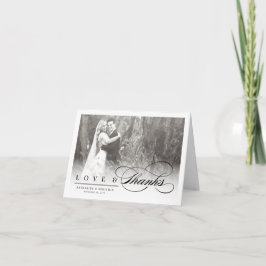 Love & 感謝してい Chic Script Photo's 結婚 Thank You ノートカード