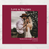 Love & 感謝してい Cranberry Red写真結婚ミニマル's スパークリングワインラベル (シングルラベル)