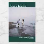 Love & 感謝してい Emerald Greenの写真結婚ミニ ワインラベル (シングルラベル)