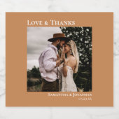 Love & 感謝してい Golden Tan写真結婚の スパークリングワインラベル (シングルラベル)