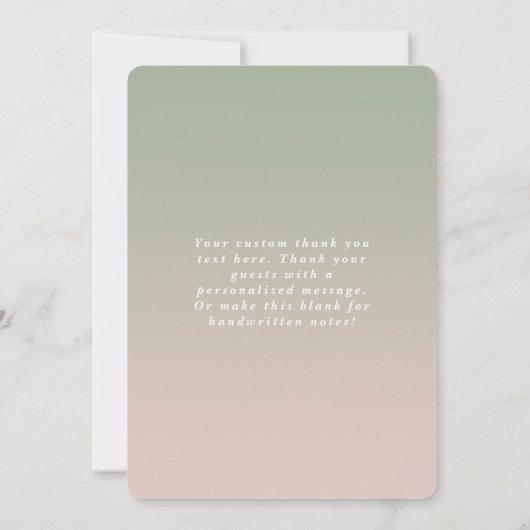 Love & 感謝してい Green & Pinkの写真オ結婚ーバーレイ サンキューカード (裏面)