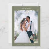 Love & 感謝してい Minimalistの写真結婚Sage Green サンキューカード (正面)