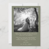 Love & 感謝してい Minimalistの写真結婚Sage Green サンキューカード (裏面)