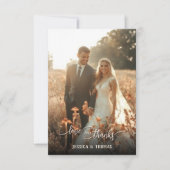 Love 感謝してい Photo  Overlay Boho Wildflowers結婚's サンキューカード (正面)