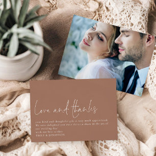 Love 感謝してい Photo Soft Brown 結婚's Thank You カード