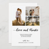 Love & 感謝してい Scriptの結婚カップル写真コラージュ サンキューカード (正面/裏面)