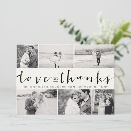 Love & 感謝してい Script 6-Photoの結婚デザイン サンキューカード (スタンド正面)