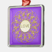 LOVE 書 in Lace幾何金ゴールドデザイン メタルオーナメント (左)