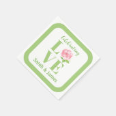 LOVE 水彩バラ 名前 ウェディング  スタンダードカクテルナプキン (角)