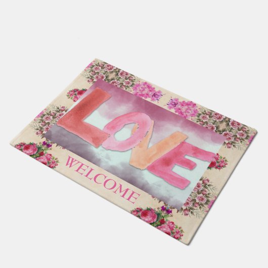 Love：水彩表現 ドアマット (アングル)