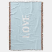 "love"白文字ライトブルー背景 –  スローブランケット (正面縦)