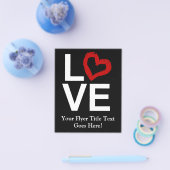 LOVE、白黒、赤のスケッチハート チラシ (シングル)