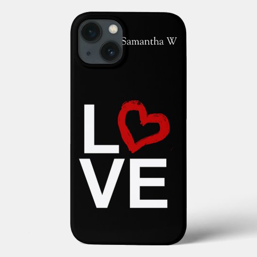 LOVE、白黒、赤のスケッチハート Case-Mate iPhoneケース (裏面)