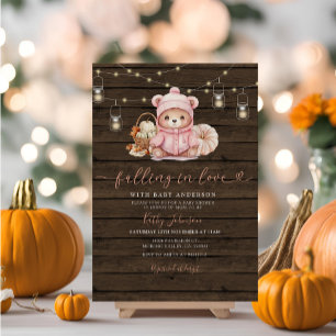 Love 素朴 Pumpkin Bear Baby Shower 招待状