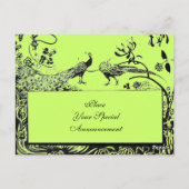 LOVE 結婚 BIRDS MONOGRAM白黒グリーン ポストカード (裏面)