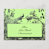 LOVE 結婚 BIRDS MONOGRAM白黒グリーン ポストカード (裏面)