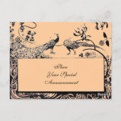 LOVE 結婚 BIRDS MONOGRAM白黒ピンク ポストカード (裏面)