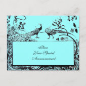 LOVE 結婚 BIRDS MONOGRAM白黒ブルー ポストカード (裏面)