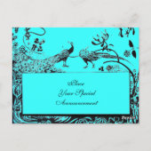 LOVE 結婚 BIRDS MONOGRAM白黒ブルー ポストカード (裏面)