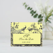 LOVE 結婚 BIRDS MONOGRAM白黒 ポストカード (スタンド正面)