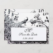 LOVE 結婚 BIRDS MONOGRAM白黒 ポストカード (正面/裏面)